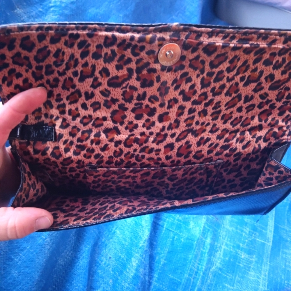 Crocodile print and black gems Wristlet